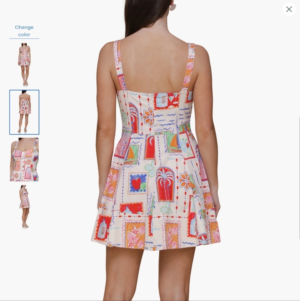 Avec Les Filles Sweetheart Neck Cotton Mini Dress, Size 12 - Picture 2 of 5